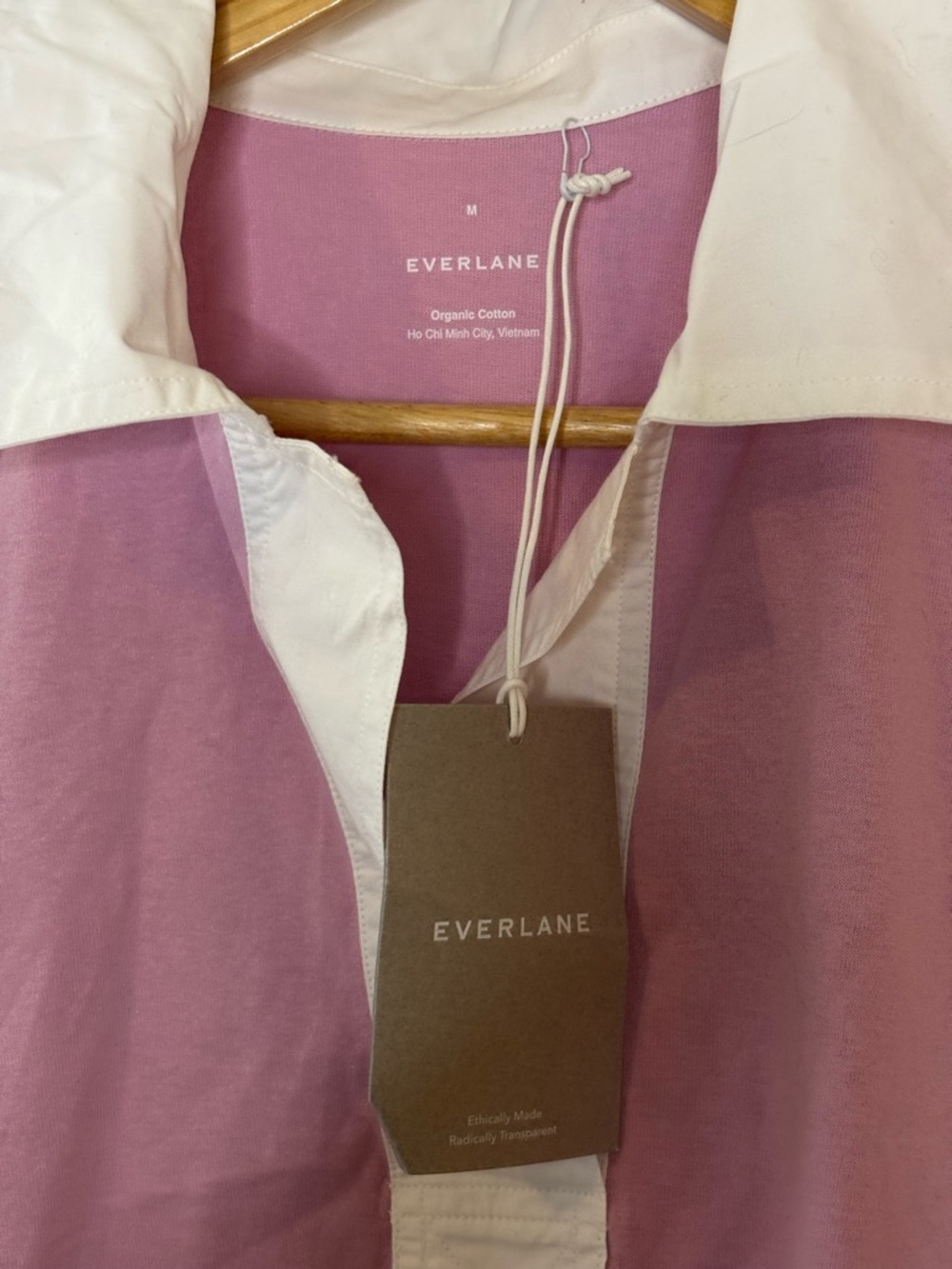 Everlane The Retro Jersey Polo Boxy Top Lilac with White Collar NWT - Picture 7 of 8